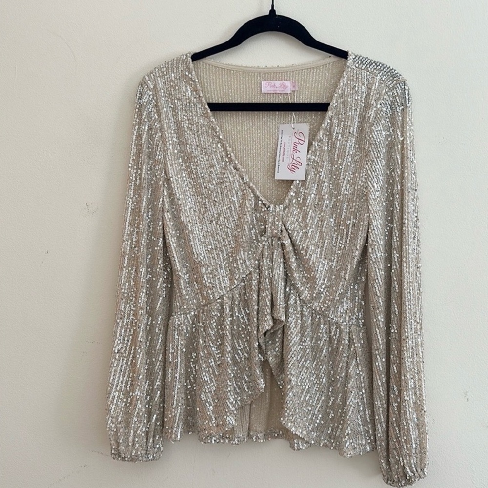 🌸Pink Lily Sequins Blouse🌸